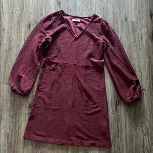 Madewell Burgundy V-Neck Sweater Dress